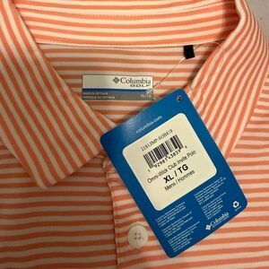 Columbia Men's Orange Striped Polo Shirt Omni-Wick Club Invite Golf Polo